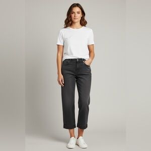 Current/Elliot Straight Leg Release Dark Wash Hem Jeans